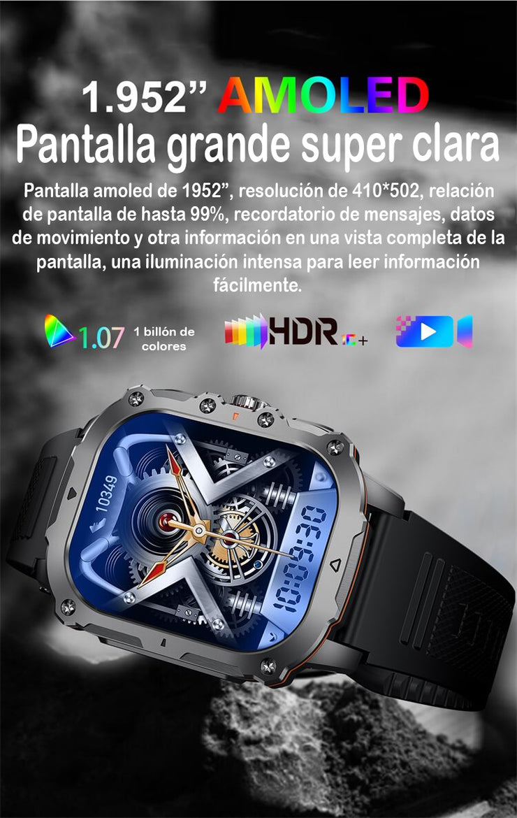 SmartWatch AK72 Plateado Hombre / IP68 Amoled BT5.1 Reloj Inteligente