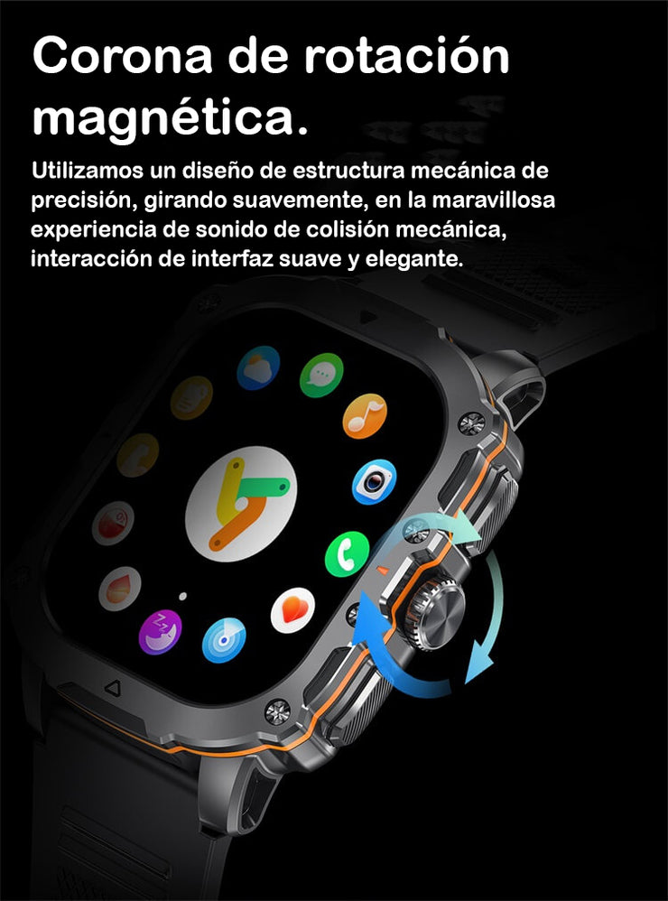 SmartWatch AK72 Plateado Hombre / IP68 Amoled BT5.1 Reloj Inteligente