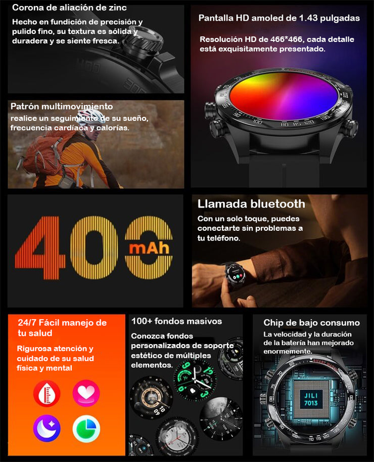 SmartWatch CT11 Gris Goma Unisex / IP67 Amoled BT5.3 Reloj Inteligente